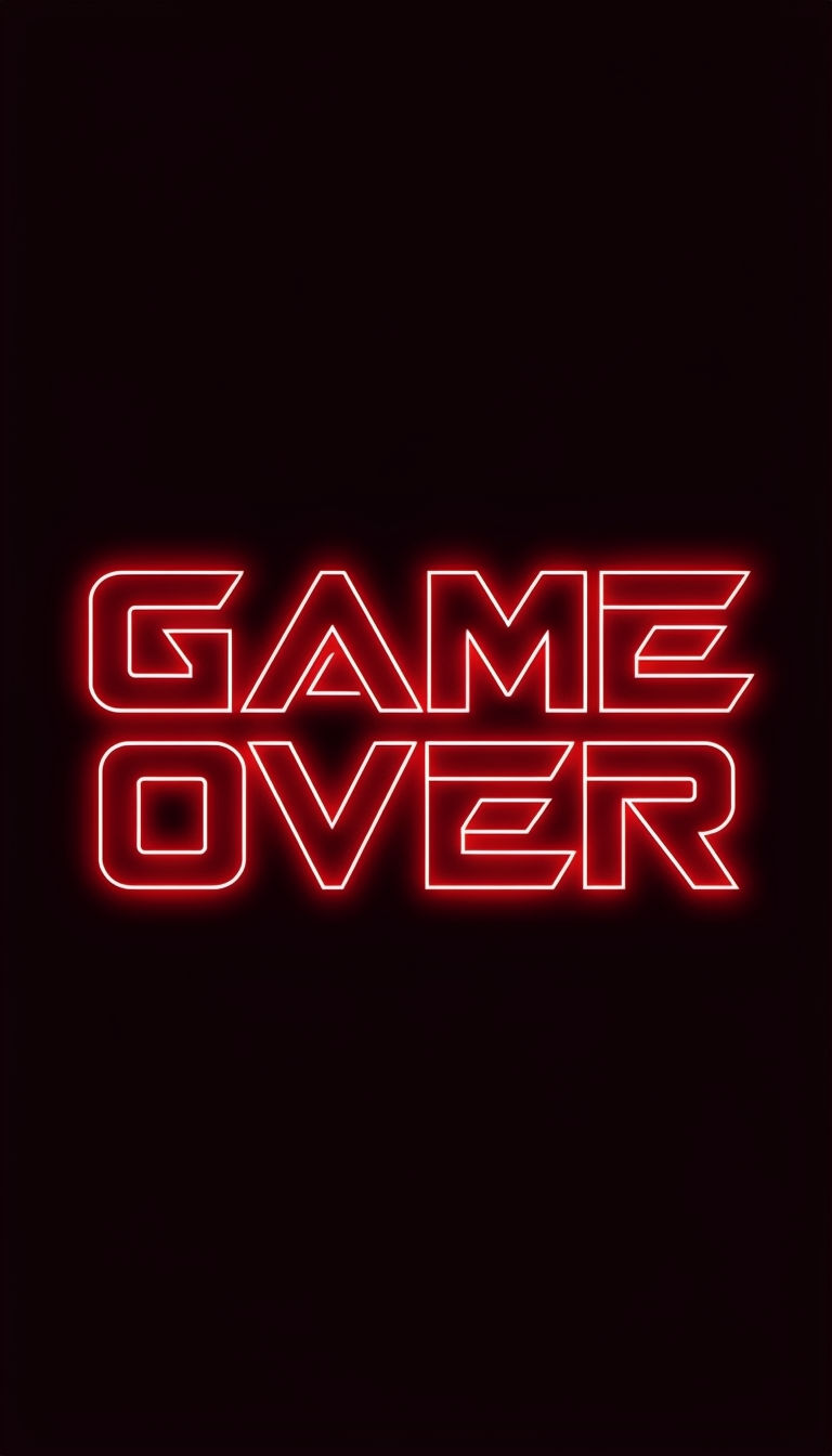 Futuristic Game Over Neon Digital Art Poster