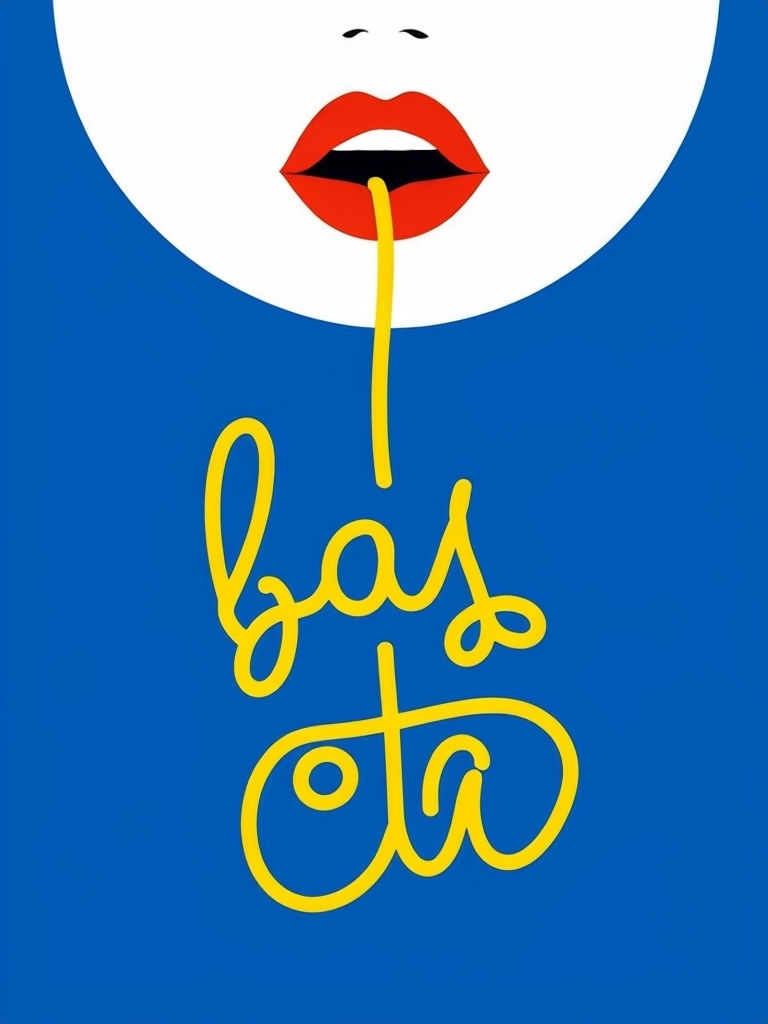 Minimalist Red Lips with Yellow Noodle 'Buy Now' Design Poster