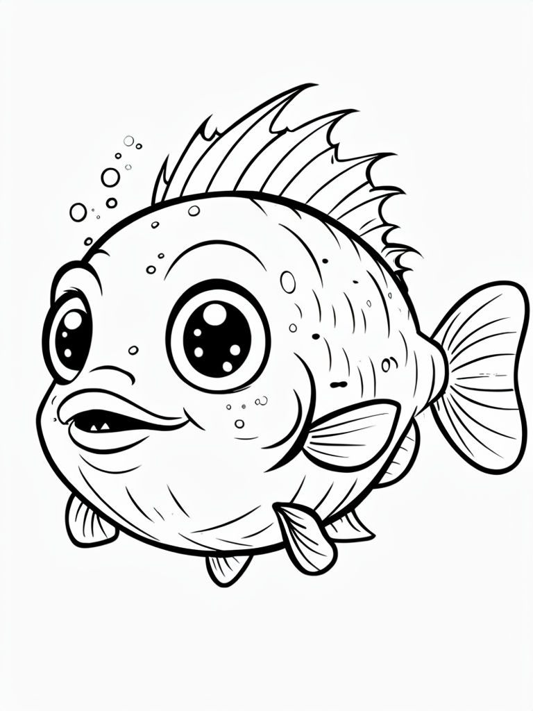 Cute Cartoon Fish Coloring Page Illustration for Kids Coloring Book Pages