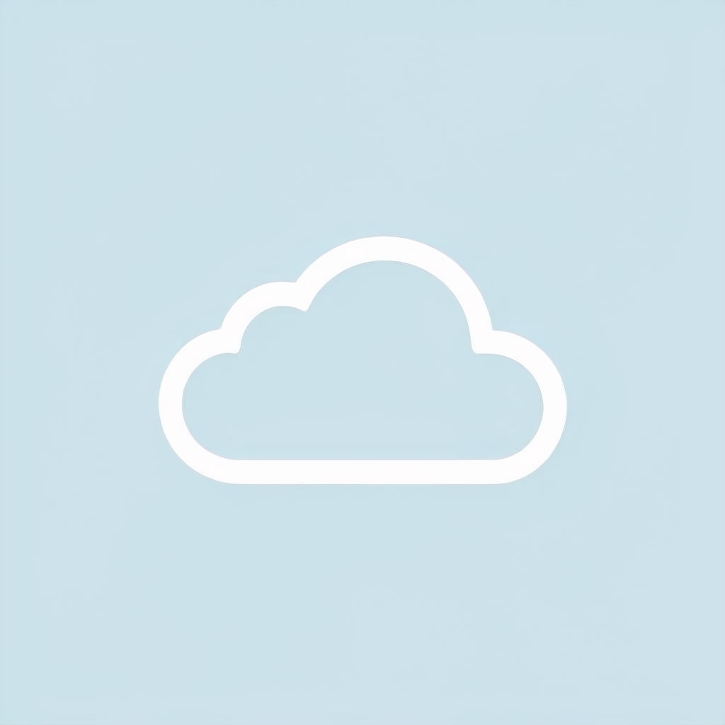 Soft Grey Cloud Minimalist Logo on Light Blue Background