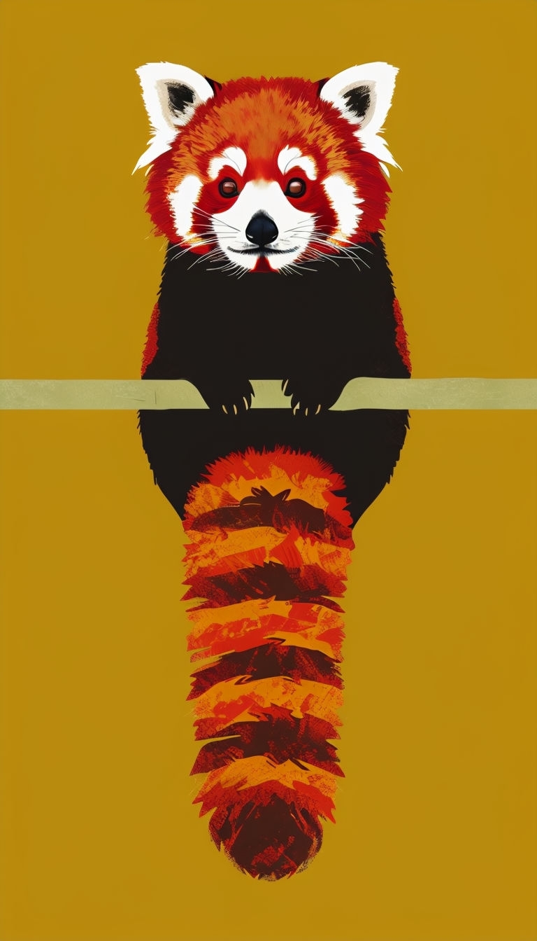 Playful Red Panda Minimalist Illustration Phone Case Cover