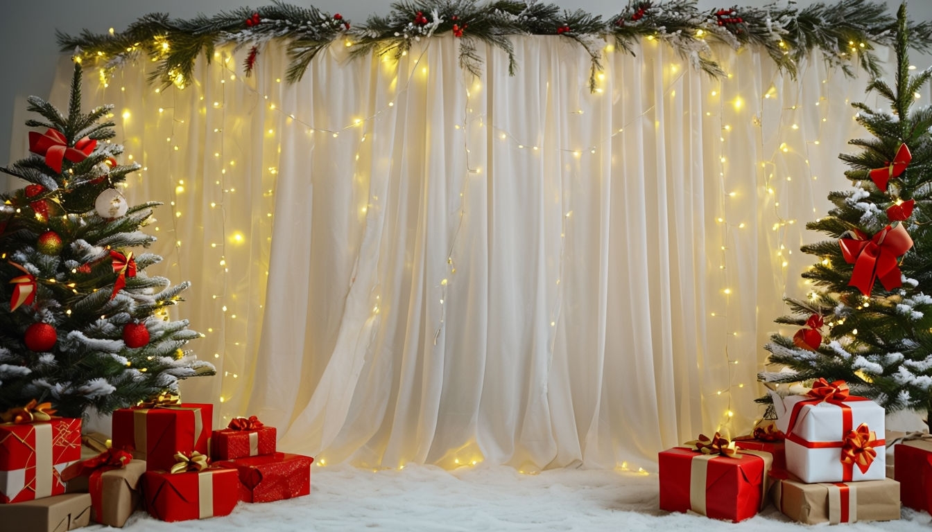 Festive Christmas Wonderland with Warm Lights Background