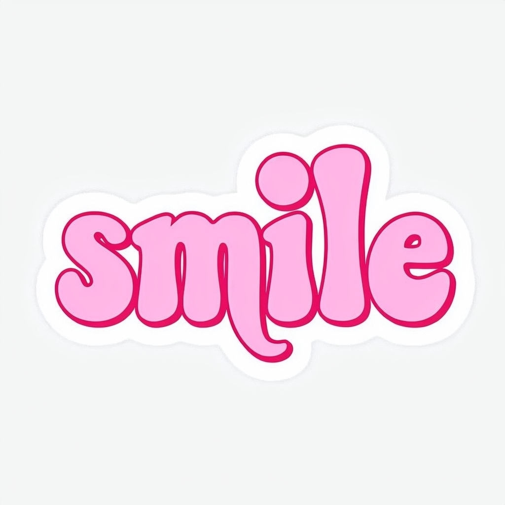 Cheerful Pink Smile Text Graphic Design Sticker