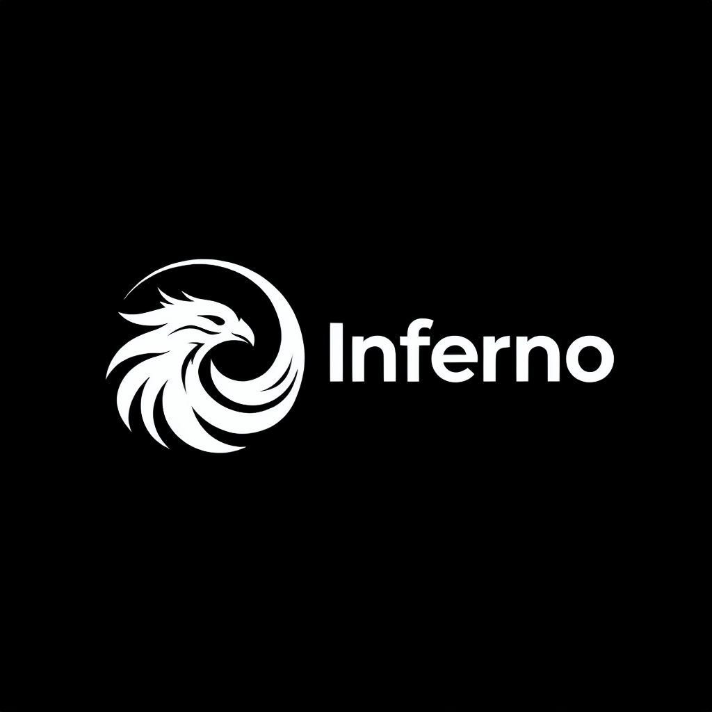 Minimalist White Phoenix Head Inferno Logo