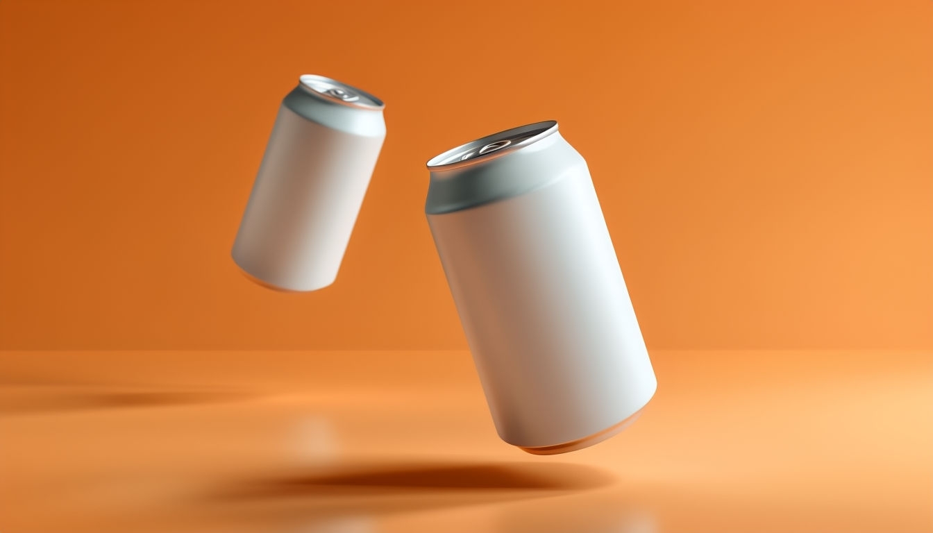 Minimalist Floating Aluminum Cans Illustration Art