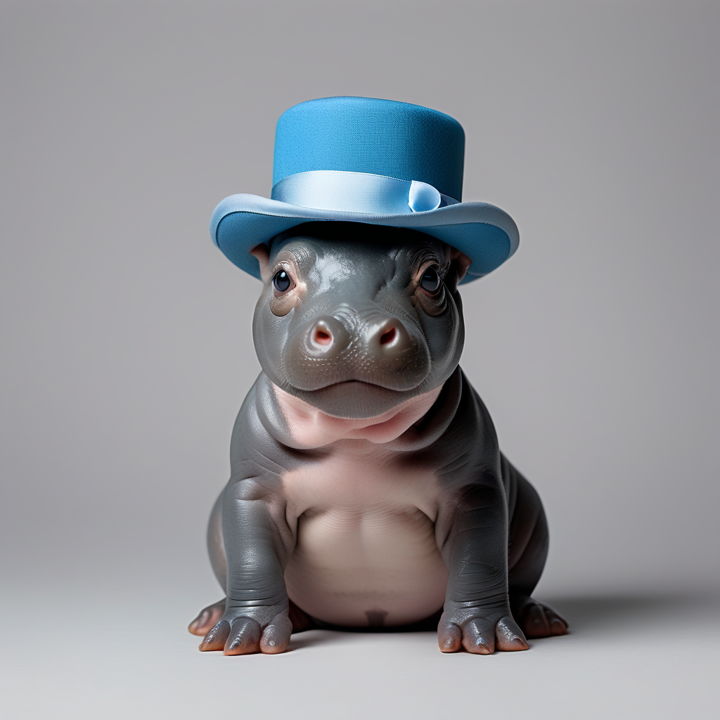 An adorable picture of a tiny baby hippo sitting and wearing... by ...