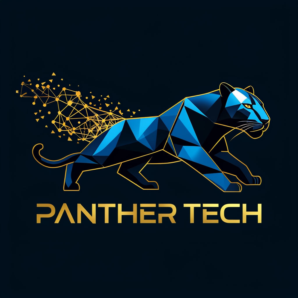 Dynamic Black Panther Tech Logo Design with Geometric Elements