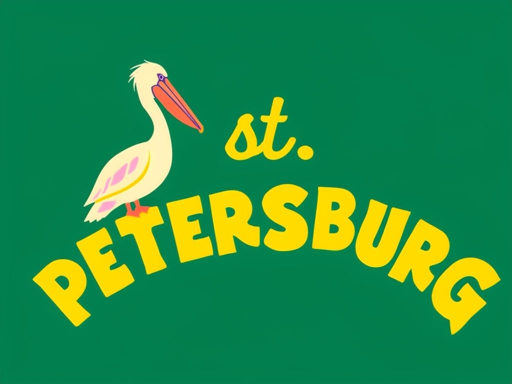 Minimalist Cream Pelican with St. Petersburg Text T-Shirt