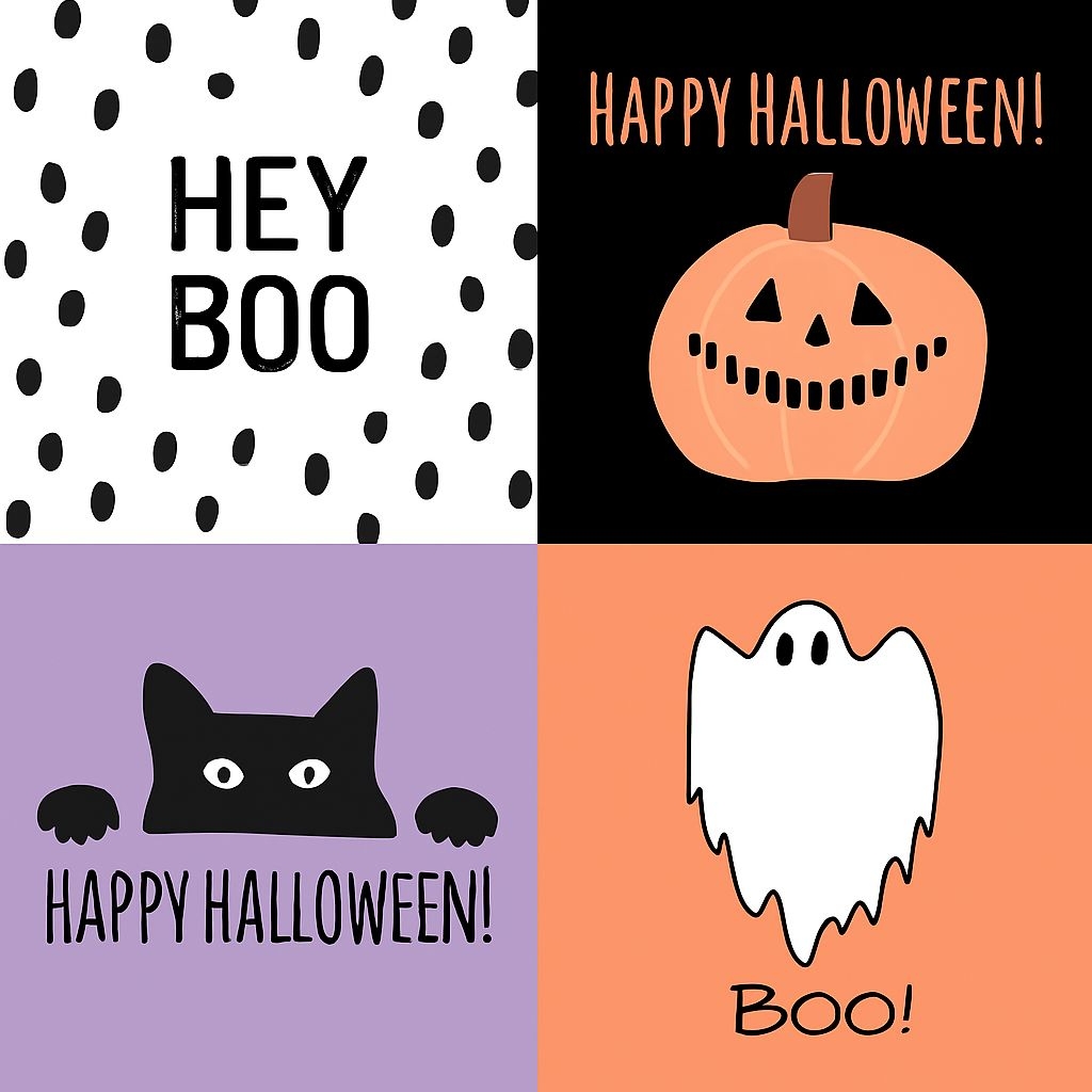 Playful Halloween Themed Graphic Design with Whimsical Elements Seamless Pattern