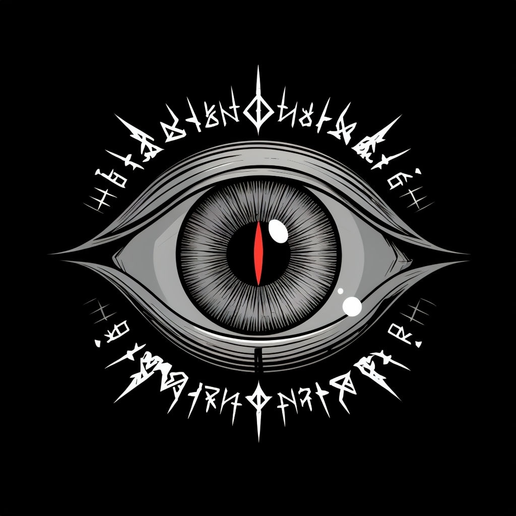 Mystical Eye with Runic Symbols Vector Art T-Shirt