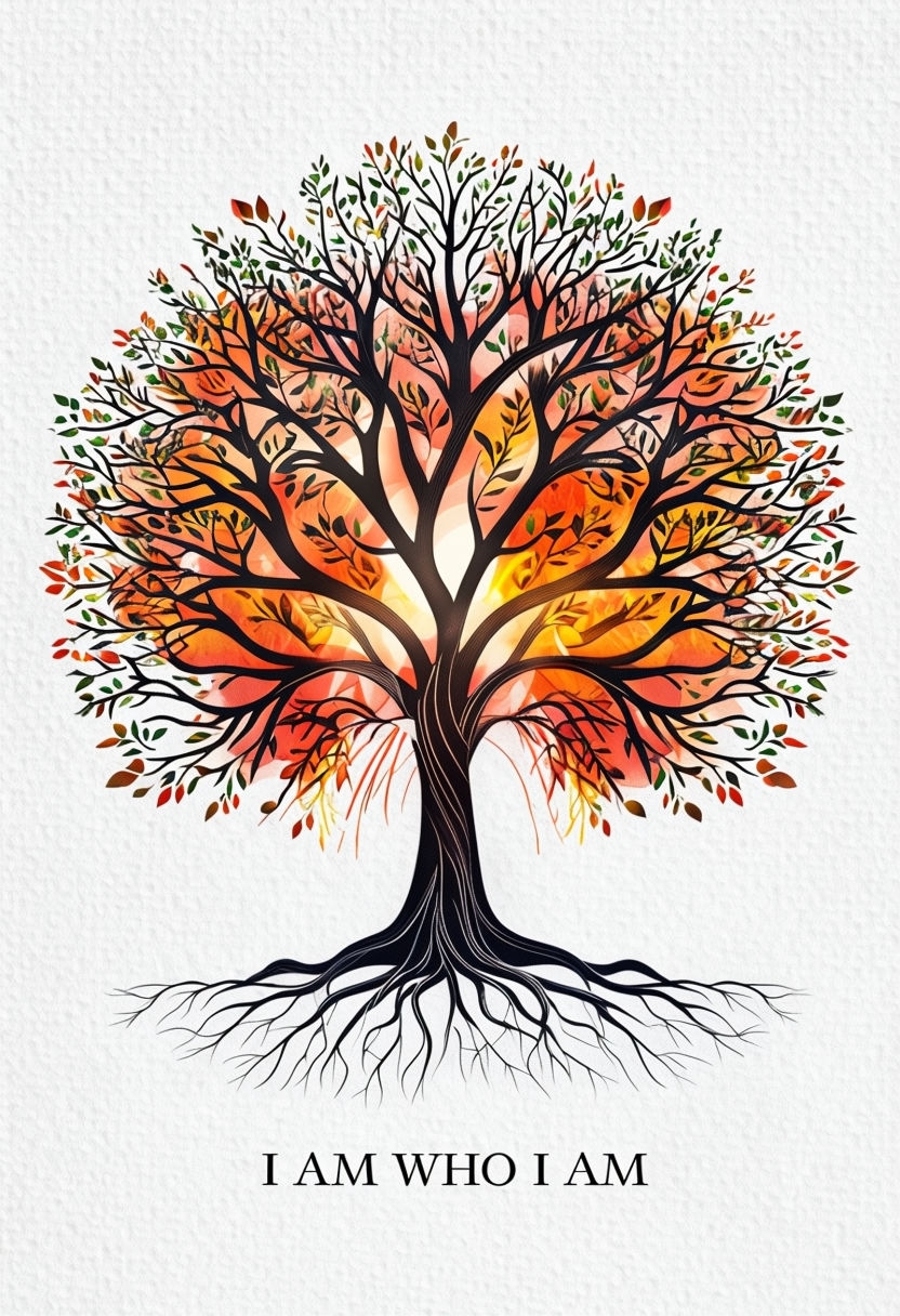 Vibrant Centered Tree Illustration with Inspirational Quote Social Media Post