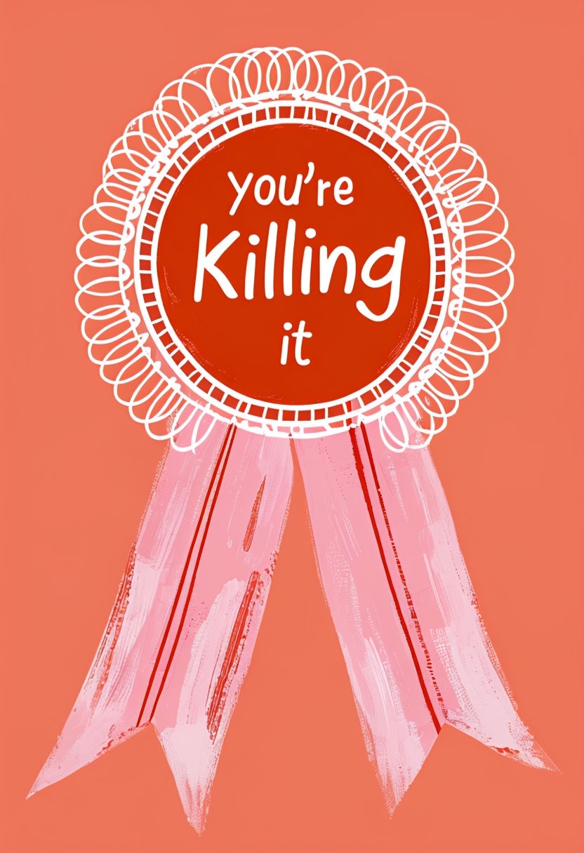 You're Killing It Award Badge Illustration for Celebration Card