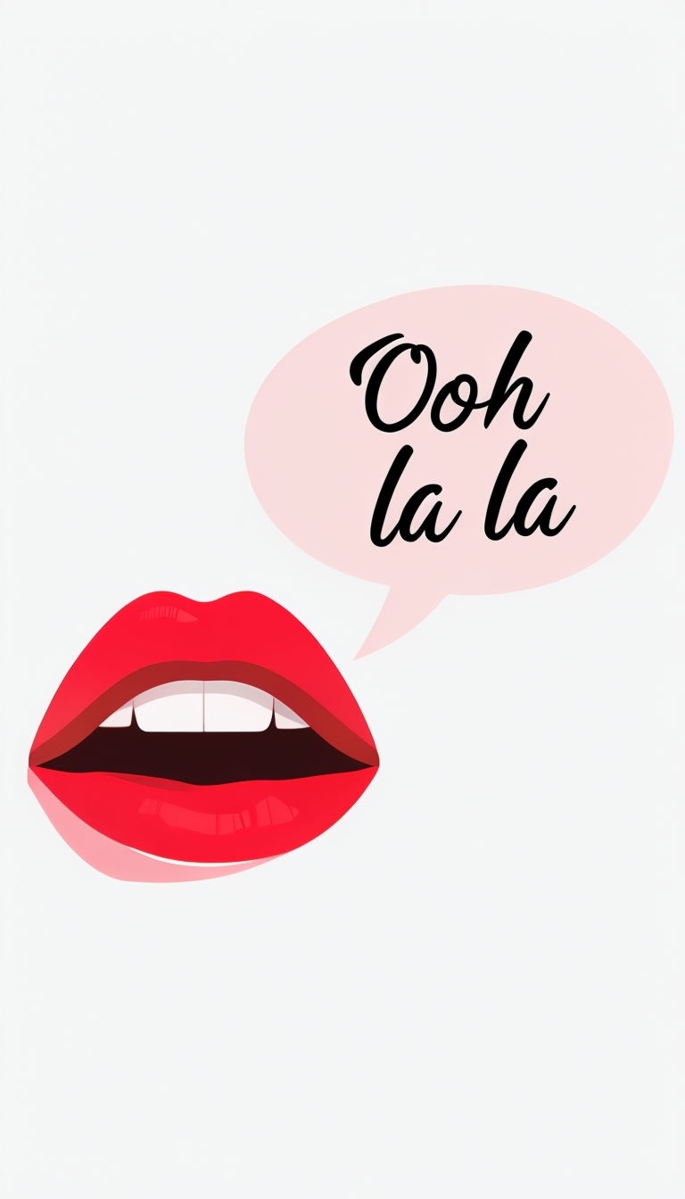Playful Minimalist Red Lips with Ooh La La Speech Bubble Poster