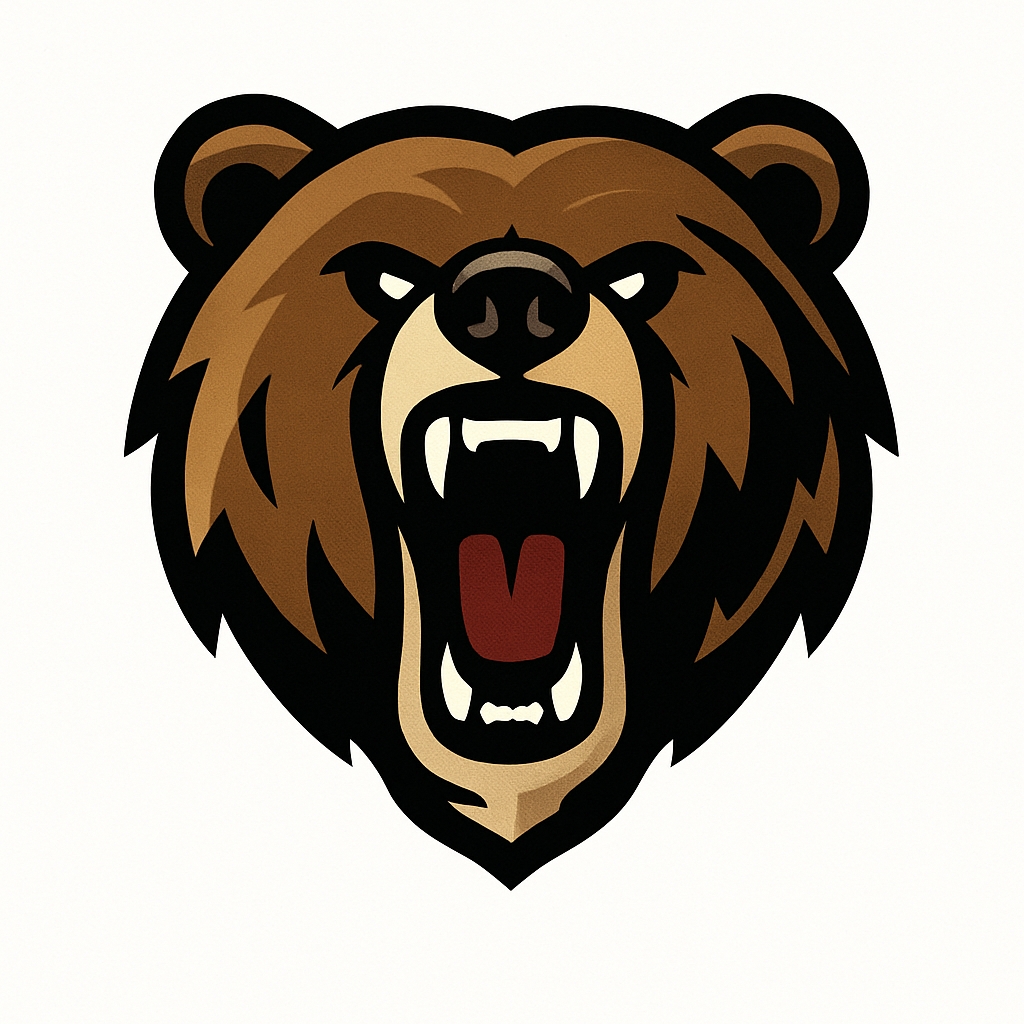 Fierce Brown Bear Head Illustration for Hat Design