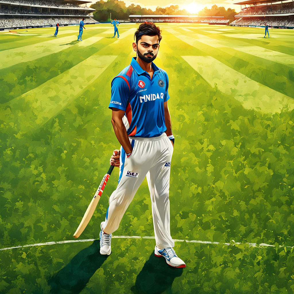 Virat Kohli portrayed in a dynamic sporting pose by Goat pvtltd ...