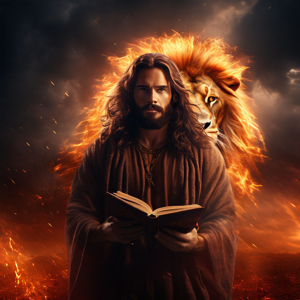 Jesus surrounded by fire and a stormy sky by Lucas Santos Oliveira ...