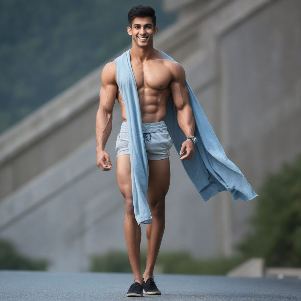 A Indian young man with muscular full body