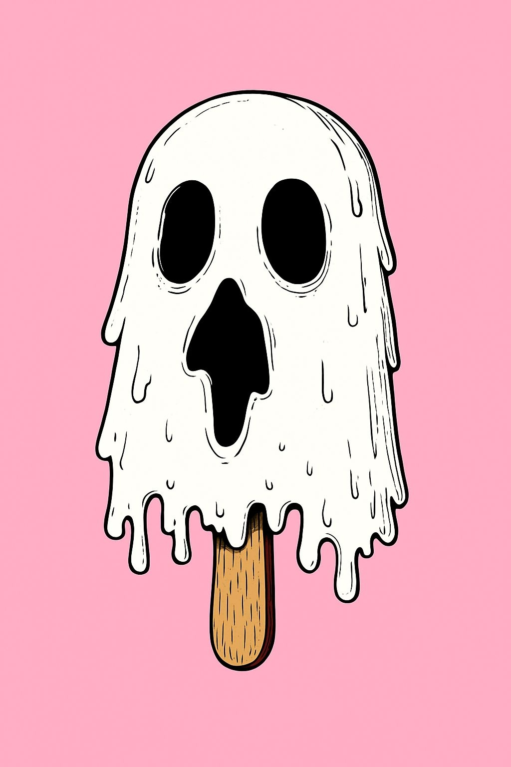 Playful Ghost Ice Cream Popsicle Cartoon T-Shirt