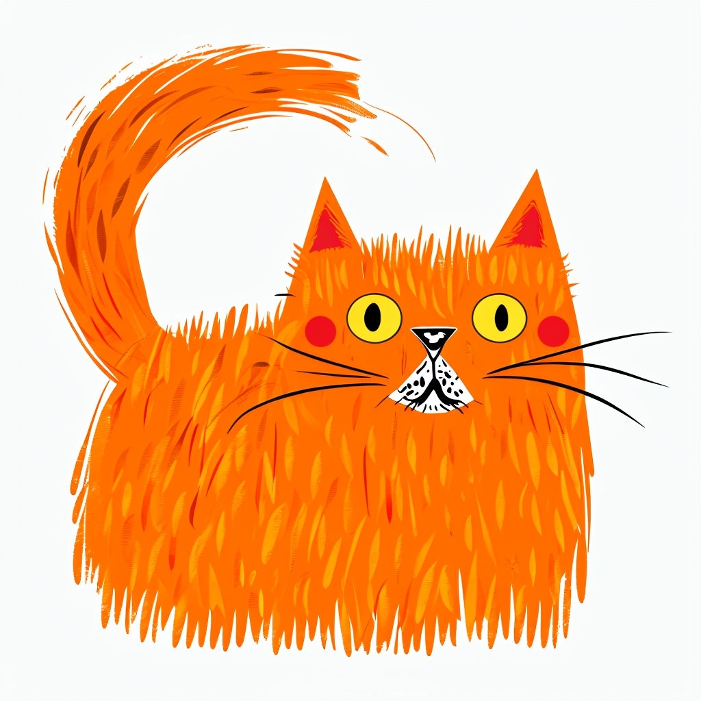 Vibrant Whimsical Orange Cat Illustration T-shirt