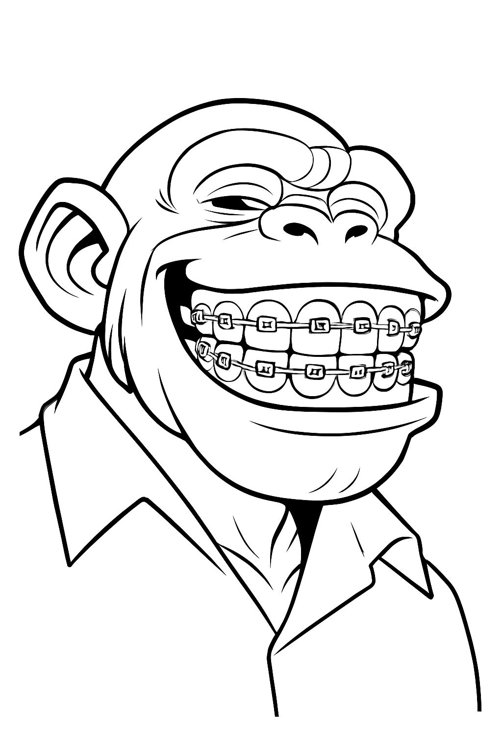 Mischievous Chimpanzee Cartoon Illustration for Coloring Book Pages