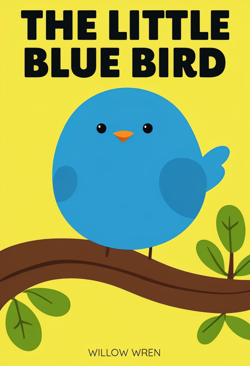 Cheerful Illustrated Cover of The Little Blue Bird EBook Cover
