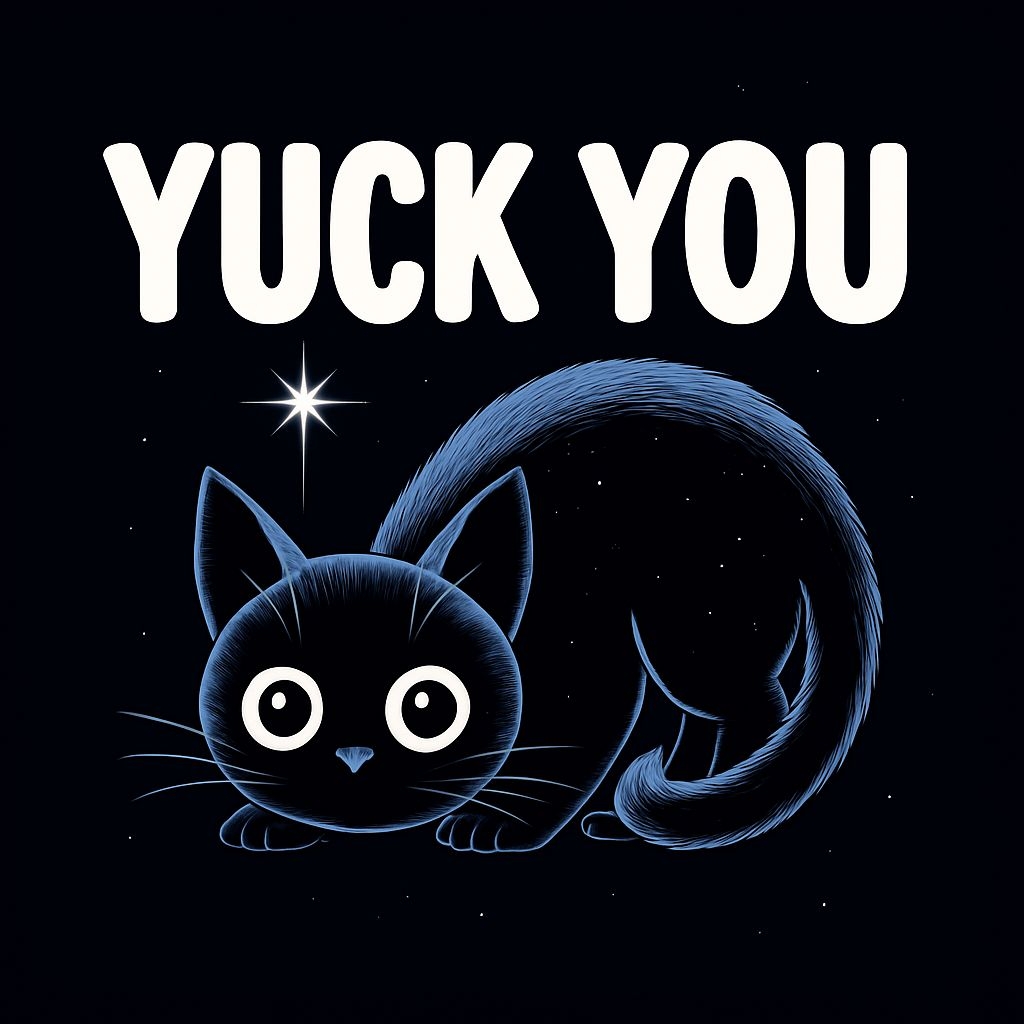 Playful Black Cat with Yuck You Text T-Shirt