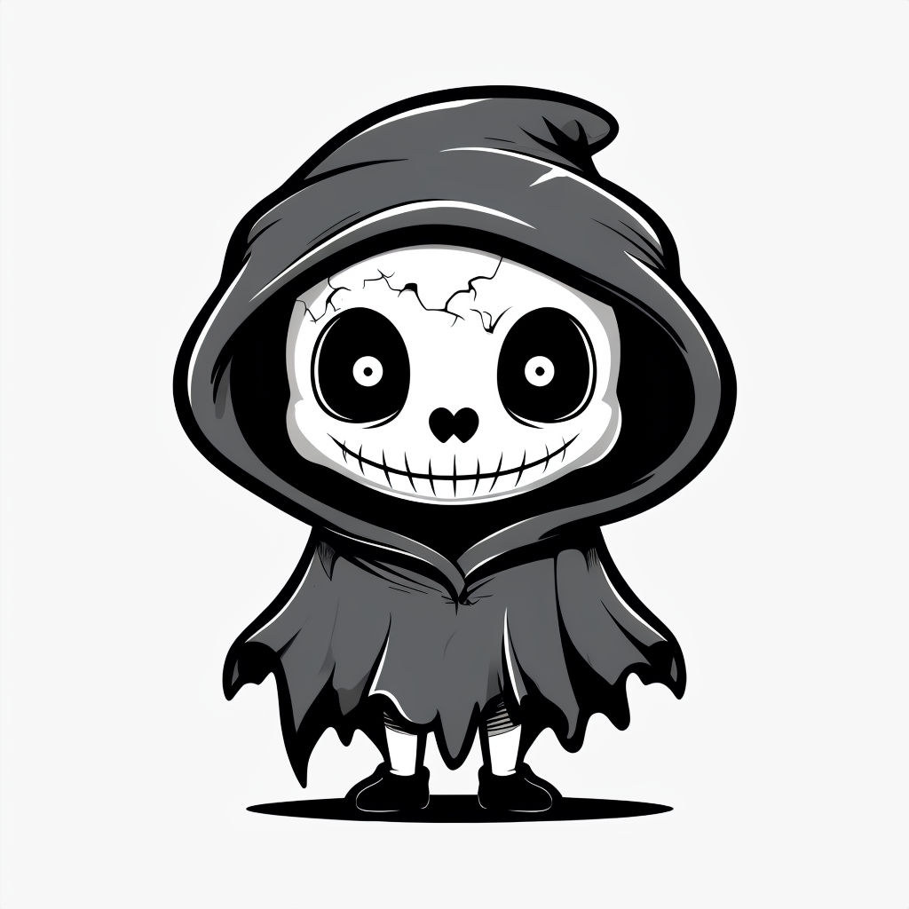 Whimsical Eerie Shade Skull Character Illustration Sticker