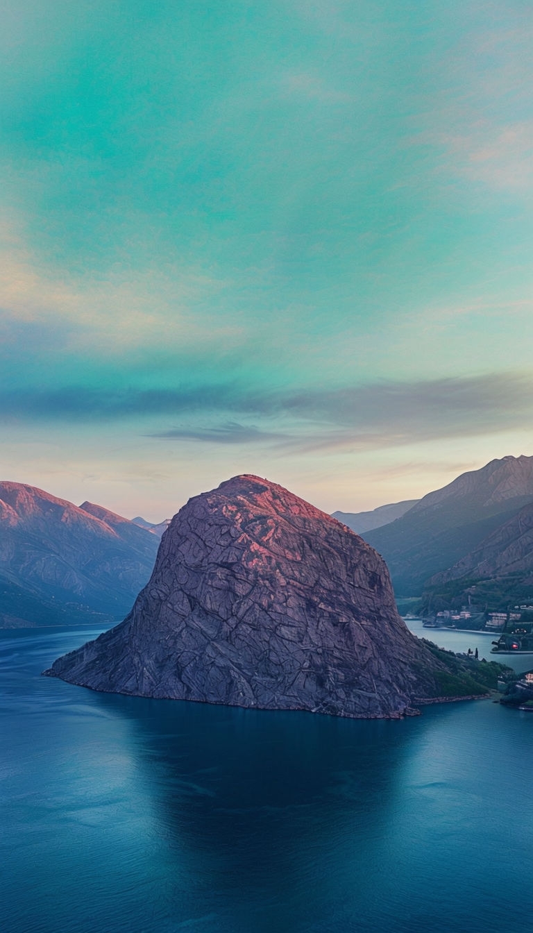 Tranquil Twilight Mountain Landscape with Calm Water Reflection Mobile Wallpaper