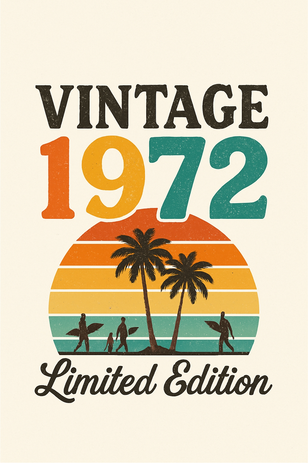 Vintage 1972 Retro Beach Scene Graphic T-Shirt