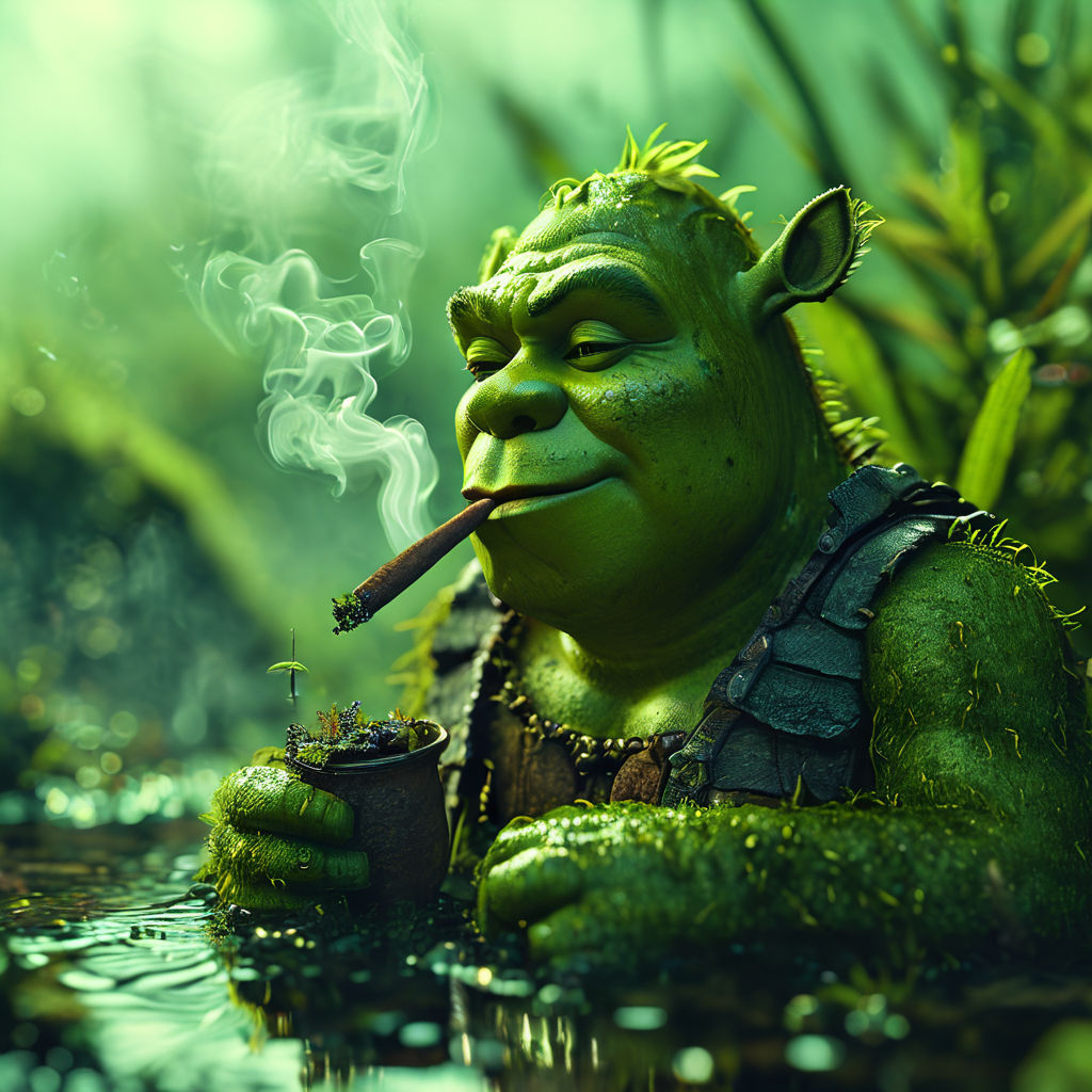 Shrek smoking a cannabis joint by debrammen - Playground