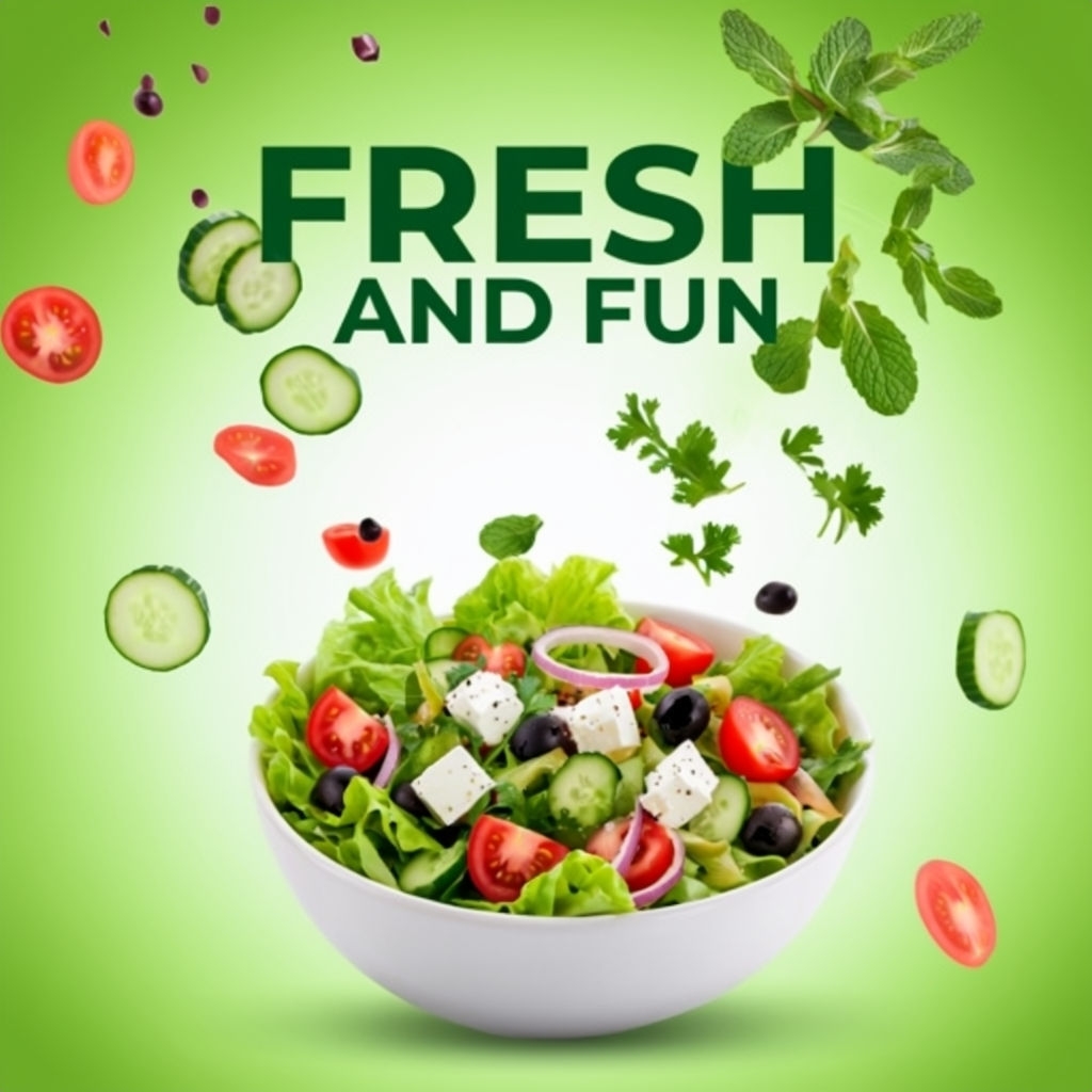 Vibrant Fresh Salad Experience Promotion Social Media Post