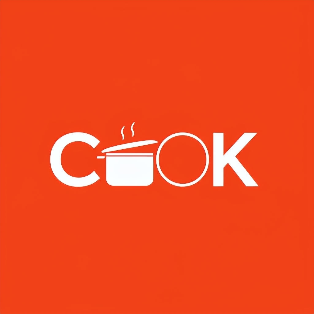 Creative Minimalist COOK Logo Design with Cooking Elements