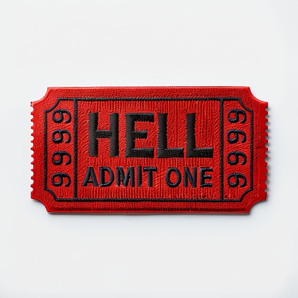Hell Admission Ticket Embroidered Patch Design Sticker