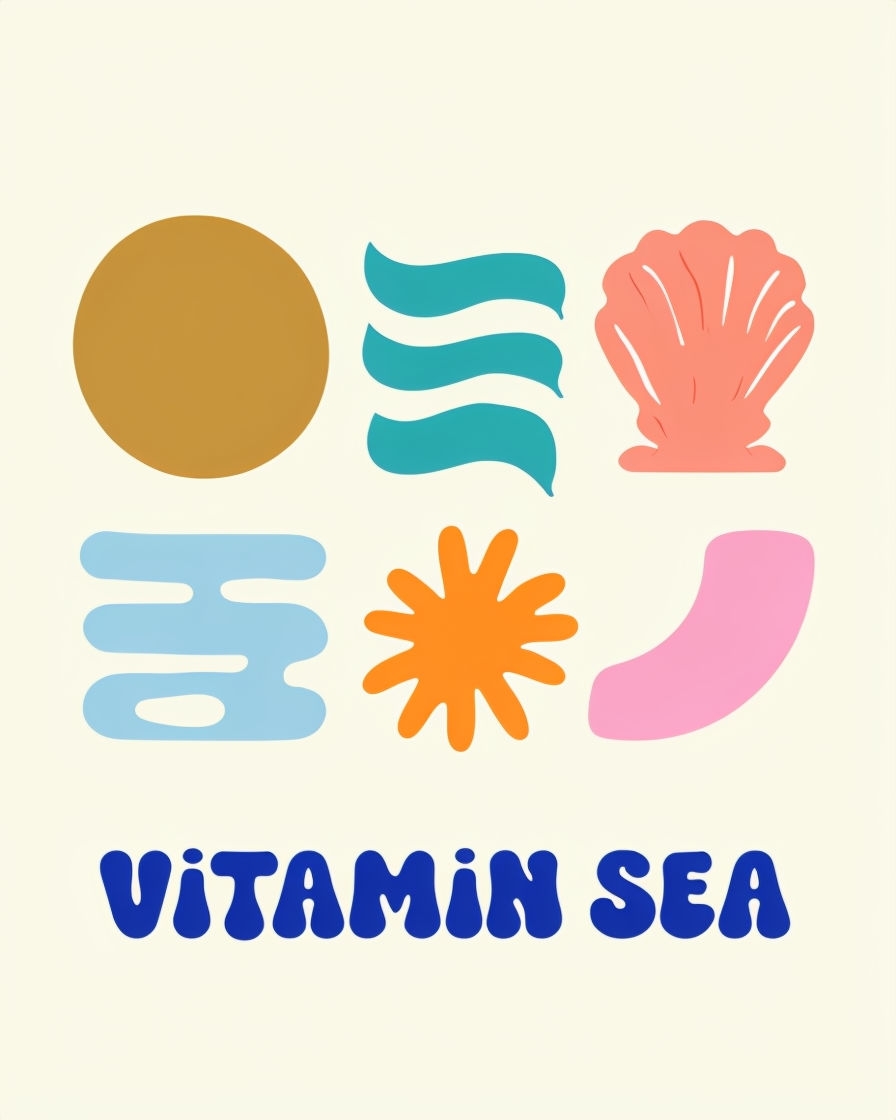 Vibrant Minimalist Vitamin Sea Graphic Design Poster