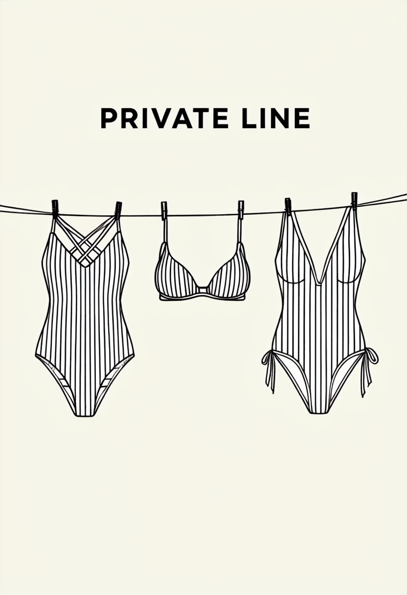 Minimalist Swimwear Line Drawing with Private Line Poster