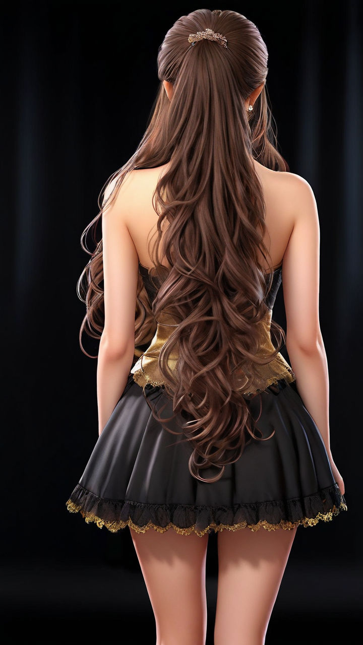 side view of an anime girl with long hair