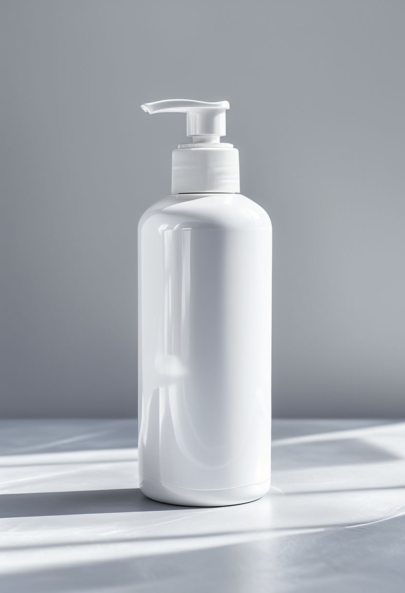 Sleek White Plastic Bottle Mockup with Pump Dispenser