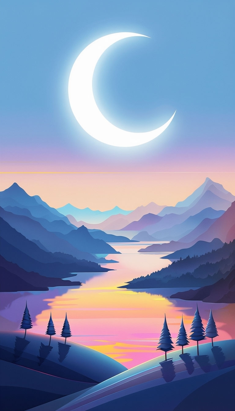 Serene Twilight Mountain Landscape with Reflective Water Mobile Wallpaper