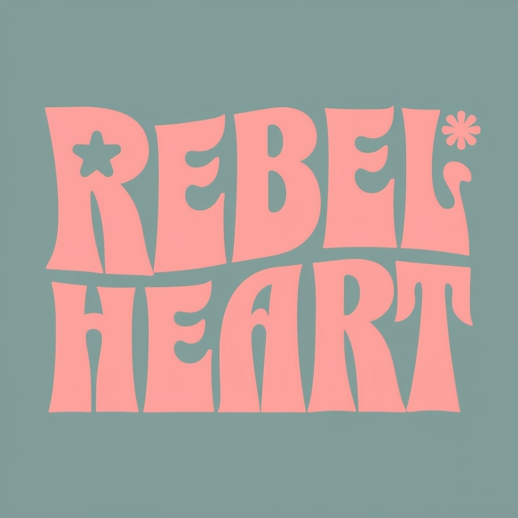 Modern Retro Rebel Heart Typography T-Shirt