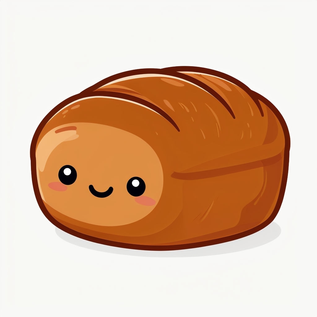 Cute Chibi Bread Loaf Illustration with a Smile Sticker