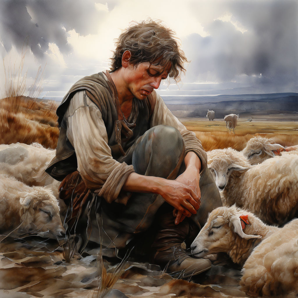 Among-the-dead-flock-the-shepherd-boy-is-sitting-down-and-cr... by MJ ...