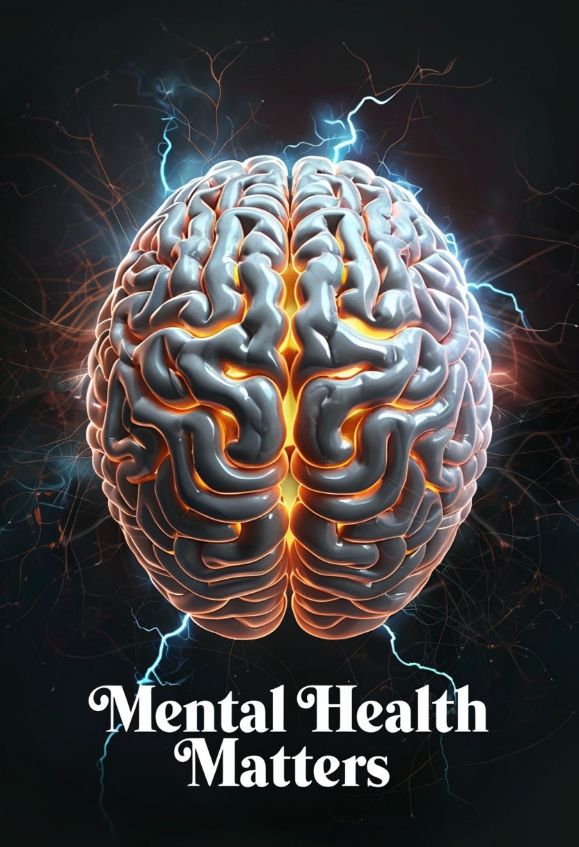 Mental Health Matters Brain Awareness Digital Art Poster