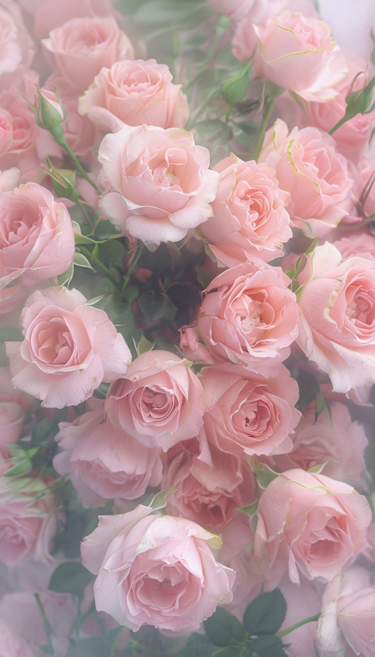 Soft Pink Roses Close-Up Photography for Romantic Mobile Wallpaper