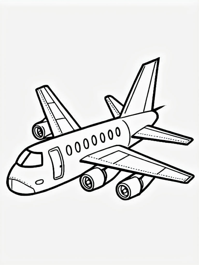 Playful Airplane Coloring Page for Kids Creativity Coloring Book Pages