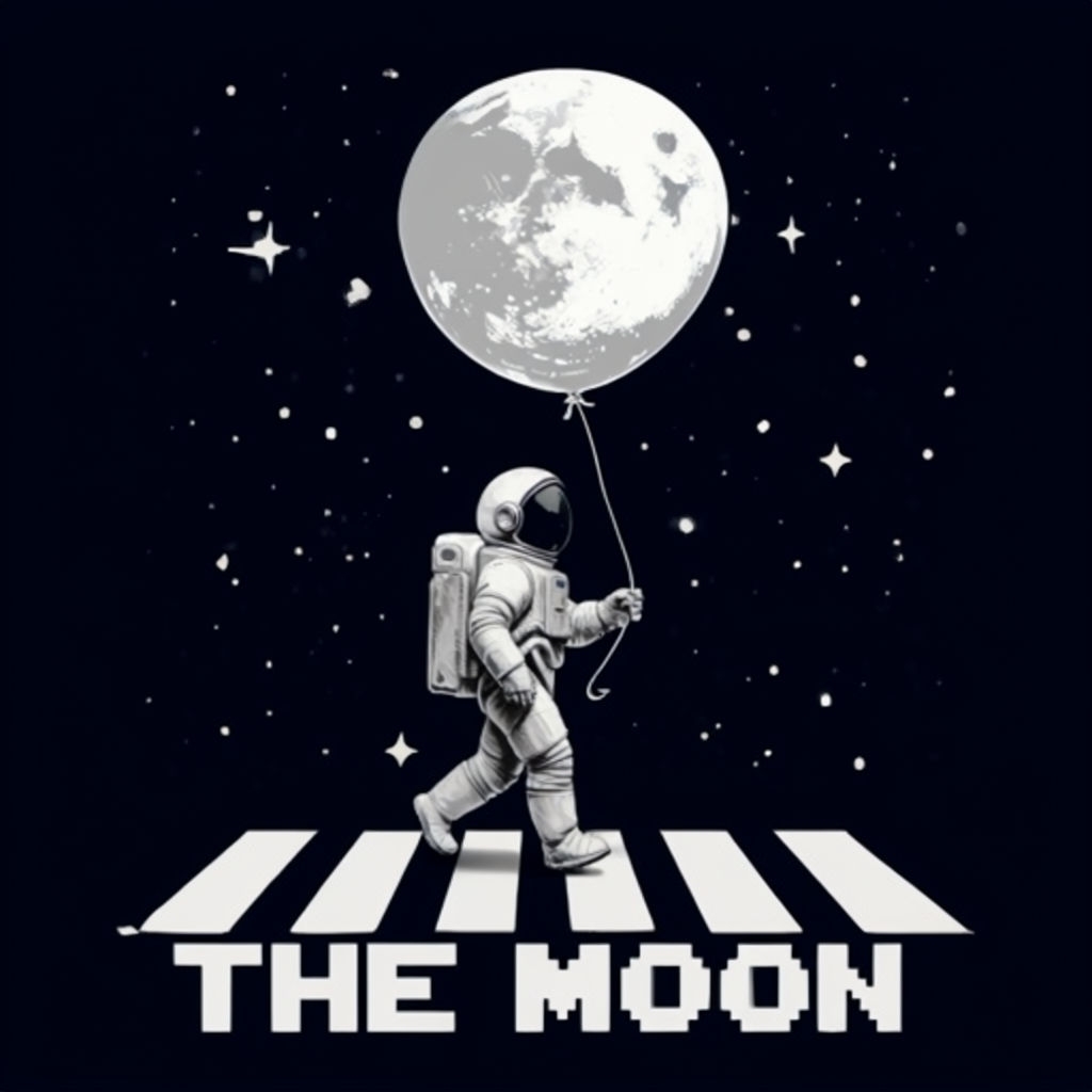 Astronaut Walking on Moon Balloon with Whimsical Text T-Shirt