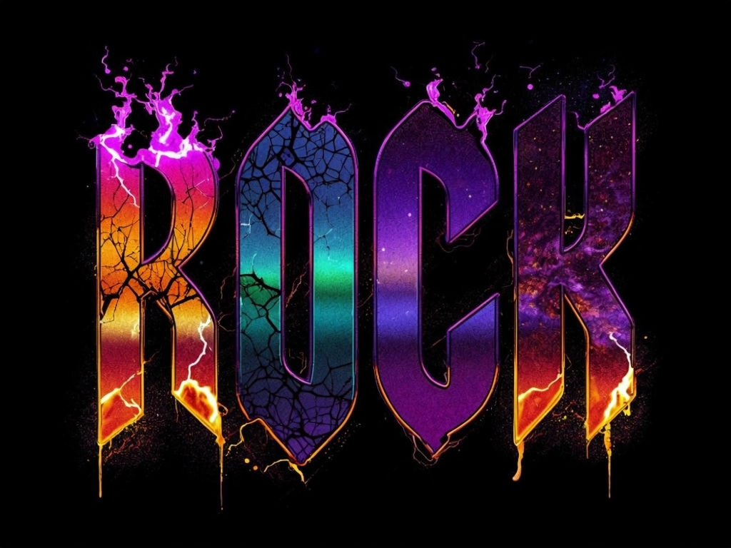 Vibrant Rock Typography with Gradient Textures T-shirt