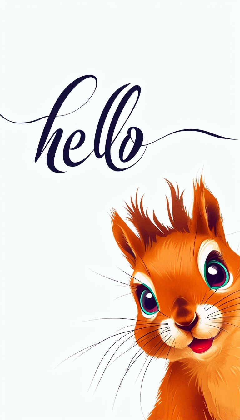 Whimsical Cartoon Squirrel with Friendly Greeting Mobile Wallpaper