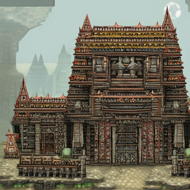 Full wide exterior of a dwarven temple by Matt Gardocki - Playground