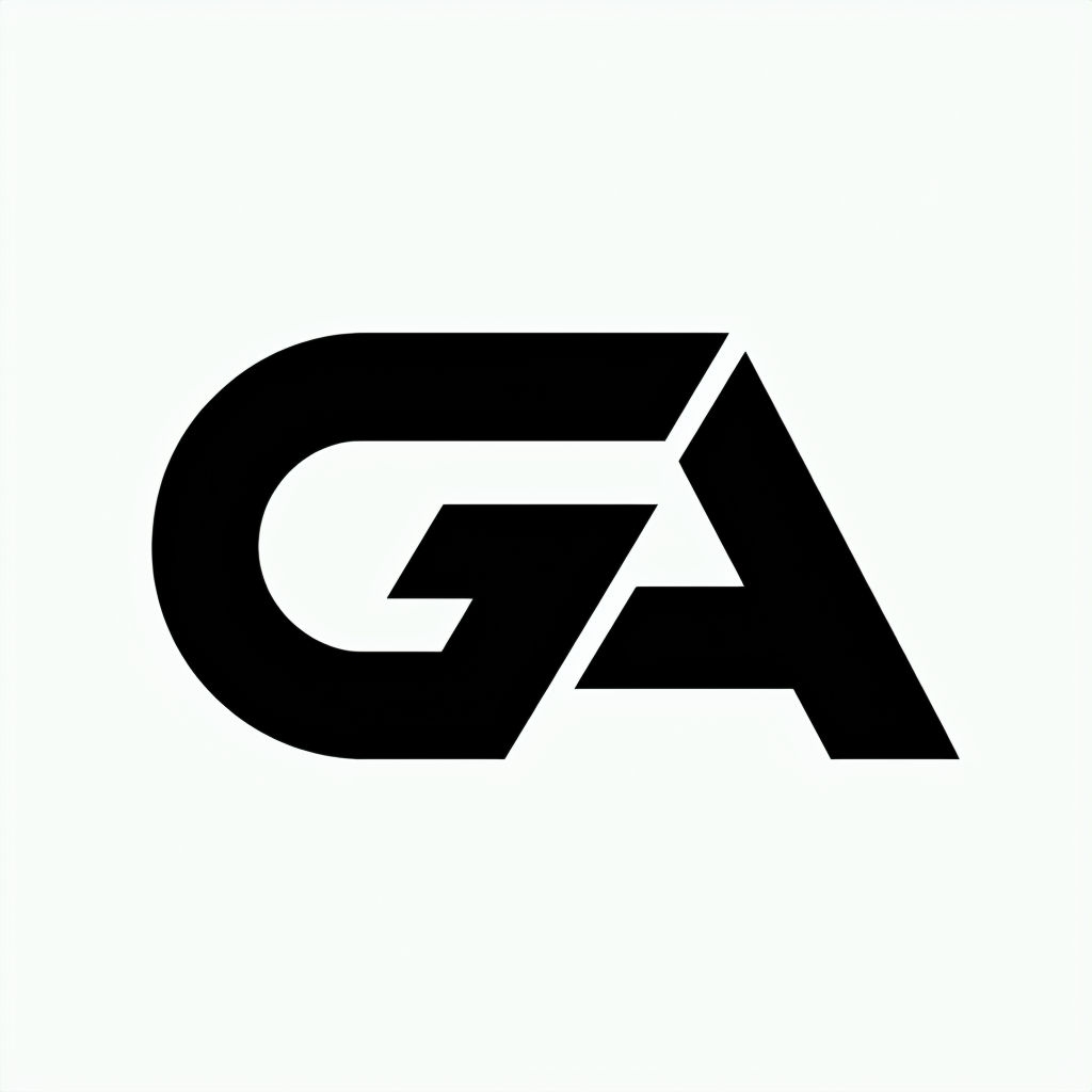 Modern Geometric Black and White GA Logo Design Monogram