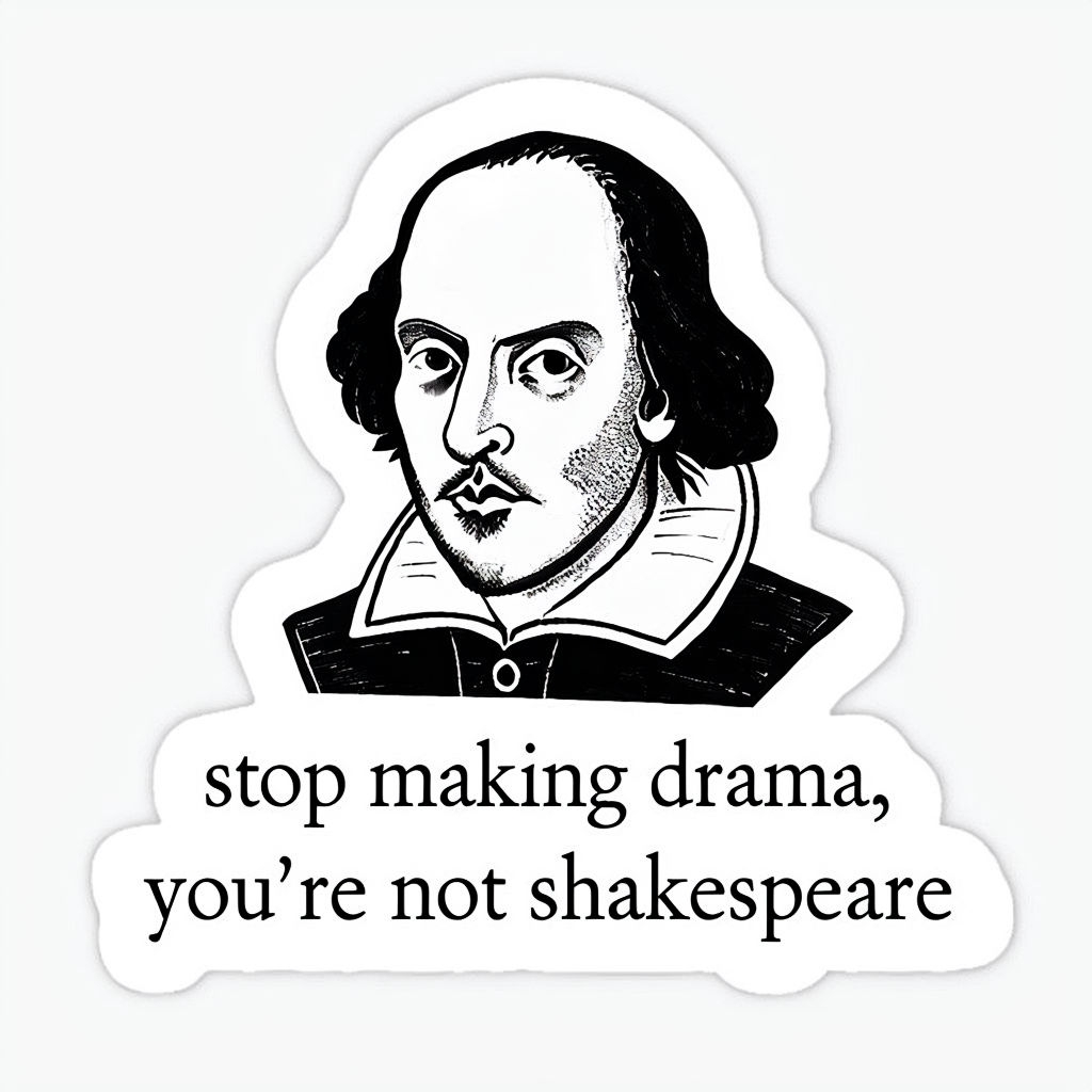 Minimalist Shakespeare Humor Sticker with Quote Design